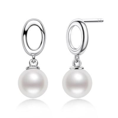 China TRENDY pearl sterling silver earrings shape silver ornaments water pearl earrings inlaid5.5-6mmPearl earrings for women for sale