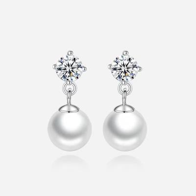 China TRENDY Pearl Earrings for Women Hypoallergenic Earrings with Cultured Freshwater Pearls, 925 Sterling Silver and Cubic Zirconia for sale