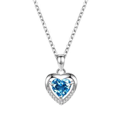 China Hot Sale S925 Amazon Silver Vintage Necklace Women Autumn Wild Ocean Heart Sterling Silver Clavicle Chain Eternal Heart for sale