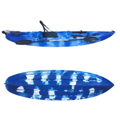 China PE one adult and one child or pet fishing kayak 1+1 sit on Roto mold fishing boat with paddle for sale for sale