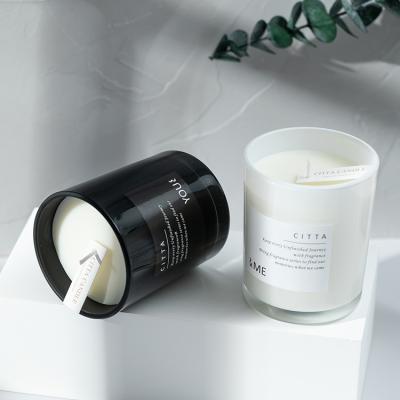 China Soy Label R023 Max Logo Luxury Multi Scented Soy Wax Candles Set In Black White Glass Candle Jars for sale