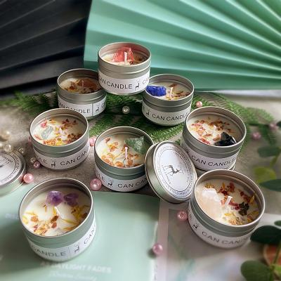 China R172 Amazon Soybean Tin Candles Scented Dry Flowers Max Hot Sale Tin Candles Scented Candles for sale