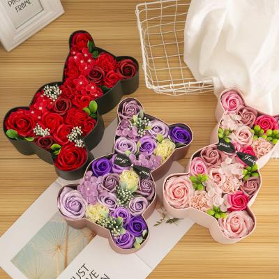 China Christmas Wedding Anniversary R186 Decorative Flowers Preserved Roses Flowers Valentines Day Gift Rose Bears Gift Box for sale