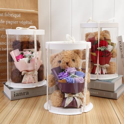 China Christmas Wedding Anniversary R229 Valentine Flower Rose Bear With Tedy Bear Mini Gift Box Set For Girls Birthday Gift Box for sale