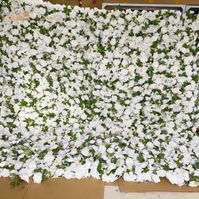 China Luxury Home Decor Room Decor Wall Decor M416 Wedding Wrap Artificial Silk Flower Wall Panel Backdrop 3D DIY Flower Wall Decor Fabric Ivory White Flower Wall for sale