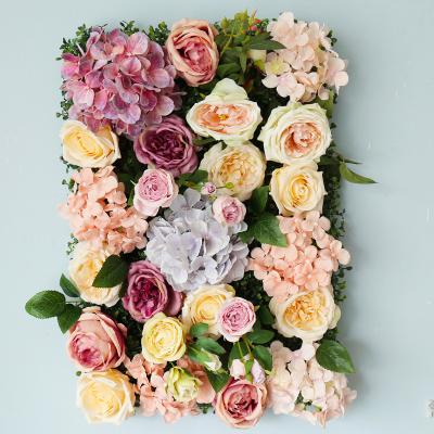 China Customizable Home / Party Wedding Flower Wall Backdrop Artificial Green For Wedding Decoration Pink Rose Flower Wall Decoration R017 for sale