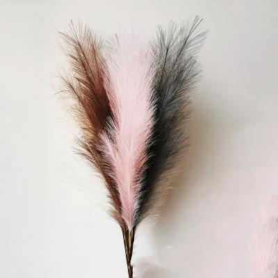 China Popular High Quality Colored Glass Pampas Decor Ins Natural Touch Pampas Grass Artificial Flowers L355 For Home Wedding Decoration for sale