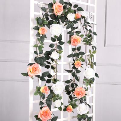 China R216 Artificial Silk Rose Vines Leaves Decorative Flowers and Christmas Wreaths Autumn Wreath for sale