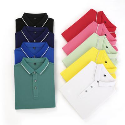 China Anti-Wrinkle 100% Cotton Mens Golf T-Shirt Embroidered Logo Solid Short Sleeve Polo Shirt for sale