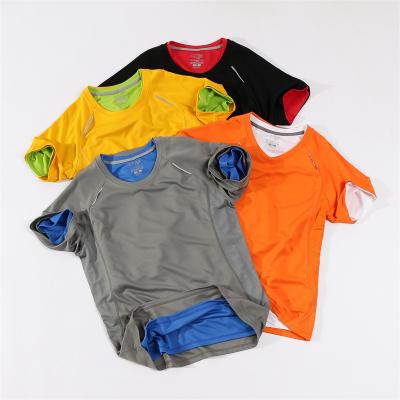 China Wholesale Summer Anti-Shrink T-shirt Crew Neck Rib Cuff Custom Made T-shirt Men Slim Blank Running T-shirt for sale