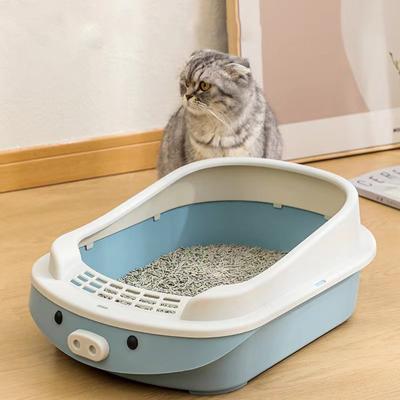 China Viable Pet Cleaning Plastic Cat Toilet Box Trays Cute Animal Design Large Fully Partially Enclosed Cat Litter Box With Cat Garbage Shovel for sale