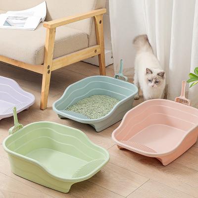 China Viable Easy Cleaning Intensified Barrier Toilet Semi-Closed Cat Litter Box With Shovel from Cat Dog Bedpans Pet Supplies for sale