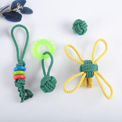 China Durable High Quality Toy Rope Pets Interactive Puzzle Dog Factory Bite Cotton Rope Knot Dog Toy for sale