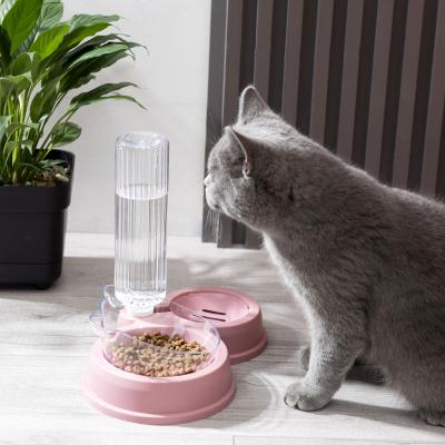 China Plastic Dog Pet Bowl Cat Automatic Drinking Water Feeding Bowl Viable Double Pet Bowl Pet Supplies for sale