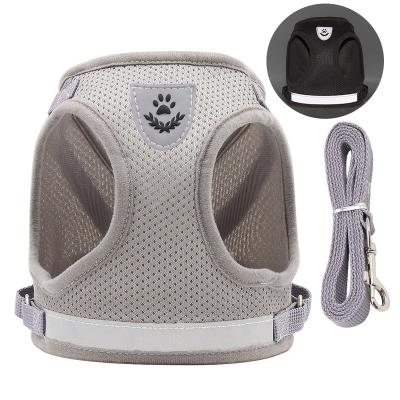 China Hot Sale Doggie Vest Safety Mesh Pet Chest Strap Adjustable Dog Vest Harness Leash Stocked Breathable Set for sale