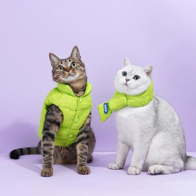 China Fluorescent Green Color Pet Stocked Vest Waterproof Outdoor Windproof Down Cat DogJacket Cotton-padded for sale