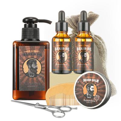 China Moisturize OEM Private Label Beard Grooming Kit Organic Softens Strengthens Beards and Mustaches Beard Oil Set Men Growth Kit for sale