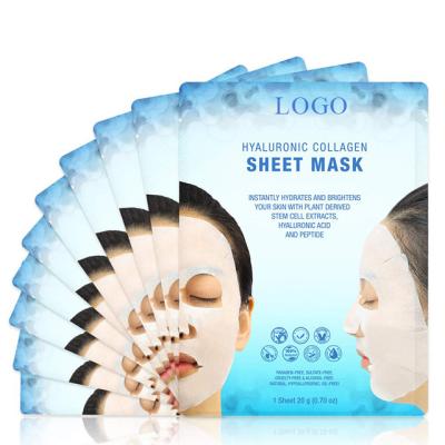 China Custom Skin Care Hydrate Anti Aging Moisturizer Private Label Face Collagen Hyaluronic Acid Sheet Whitening Mask for sale