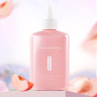 China Skin Revitalizer Best Quality Private Label Peach Organic Moisturizing Milk Whitening Body Cream With Calming Repair Body Brightening Lotion for sale