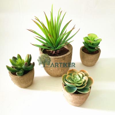 China Indoor&Outdoor Decorative Hot Wholesale Floral Artificial Succulents Mini Garden Amazon Pot With Recycling Pulp Pot for sale