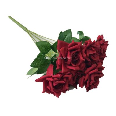 China Eco-friendly high simulation artificial flower rose 5 heads long stemmed for home decoration, event decoration for sale