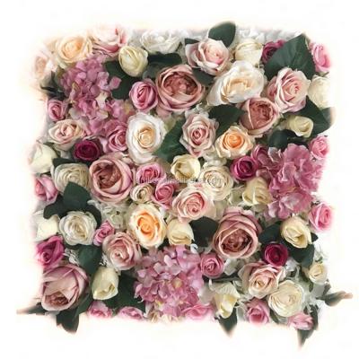 China Eco-friendly Hydrangea Rose 3D Effect Flower Wall Decor For Wedding Backdrop Decoration Silk Flower Wall for sale