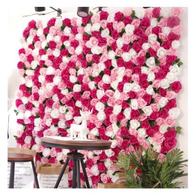 China Durable Wholesale Artificial Flower Wall Wedding Background / Artificial Flower Indoor Decorative Silk Wall Panel for sale