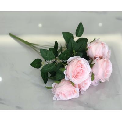 China Eco-friendly handmade natural rose for sale real touch silk fabric flower bouquets arrangement bridal wholesale for sale