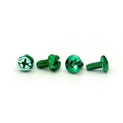 China Flat Green zinc plated ground screw machine screw flange hexagonal 11-word screws for junction boxes for sale