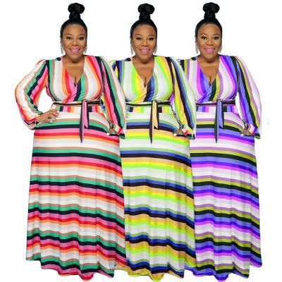 China 2pcs Maxi Designer Anti-Static Color Stripe Set Women's Summer Casual Dresses for sale