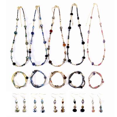 China Suchoice Jewelry Factory Wholesale Vintage Jewelry Crystal Glass Beads With Natural Necklace Bracelet And Earring Set for sale