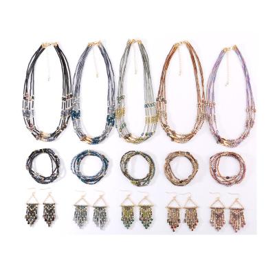 China Wholesale Luxury Crystal Tube Glass Beads With Shell Necklace Bracelet And Earring Set Vintage Jewelry Factory Price From Suchoice Jewelry for sale