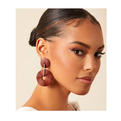 China 2021 New Fashion Design Wooden Bohemian Style Earrings Amazon Wooden Bohemian Earrings For Women for sale