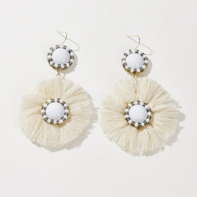 China Wholesale BOHEMIA Big Tassel With Earring Korean Custom 14k Drop Acrylic Plating Unique Earring Studs For Women for sale