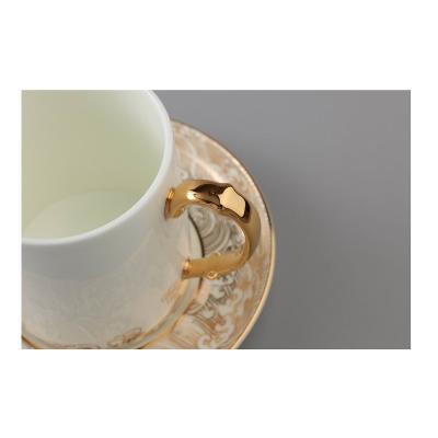 China Factory Price Sustainable Cheap Modern Cup And Saucer Set Conference Ceramic White And Gold Tea Cup for sale