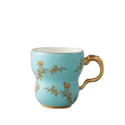 China Factory Sustainable Professional Vintage Colored Creative Ceramic Blue With Handle Coffee Mug for sale