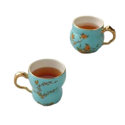 China Viable Factory Direct Colapsable Customized Design Tea Set Coffee Set Ceramic Blue Coffee Mug for sale