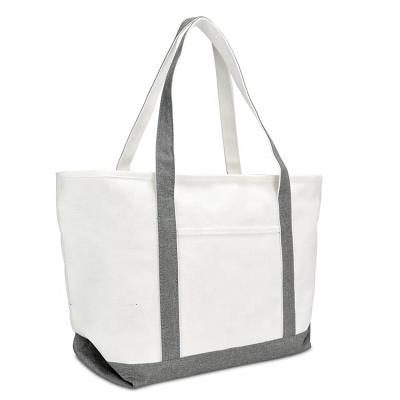 China Fabric Handled Custom Printing Bag With Small Pocket Inside Zipper Closure Cotton Canvas Tote Bags for sale