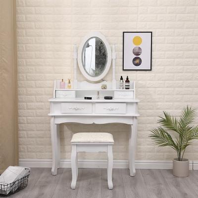 China Wholesale Custom European Style Adjustable Bedroom Dresser White Hollywood Dresser (Other) With Mirror And Stool for sale