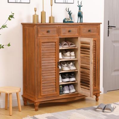 China With Drawers And Doors Wooden Entryway Rack Table Shoe Storage Cabinet With 3 Doors 3 Drawers for sale