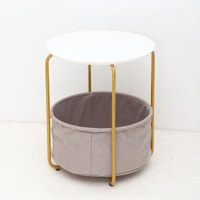 China Wholesale Adjustable Round Coffee Table Modern Wood Coffee Table (Other) With Cloth Storage Basket for sale