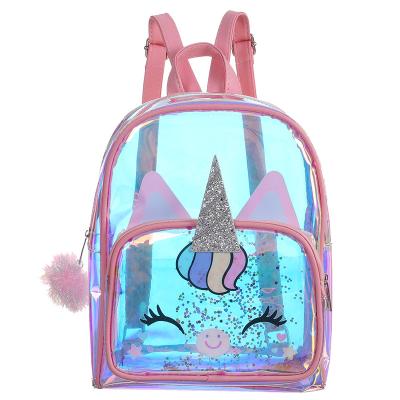 China Cute Jelly School Backpack School Cartoon Zipper Bags Unicorn Waterproof Clear Transparent Child Backpack Bag for sale