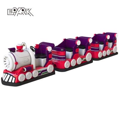 China Fiberglass+Paradise Mini Trackless Train With 3 Hot Popular Steel Kids Double-row Trolleys Amusement Park Train New for sale