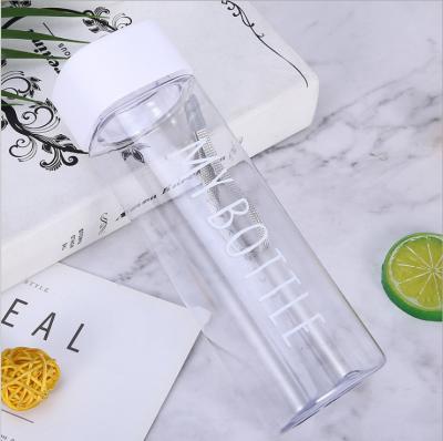 China Sustainable Ready To Ship Square 500ml Clear Wide Mouth Fitness Recycled Plastic Water Bottle With PP Lid for sale