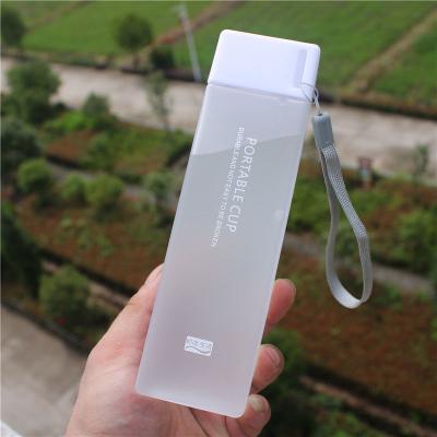 China 2022 Amazon Hot Selling Portable Recycled Square Shaped Frosted Clear / Frosted Plastic Water Bottles 500ml Hot Selling Sustainable for sale