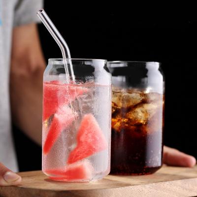 China Wholesale Swollen Glass Milk/Tea/Beer/Water/Juice Cup Crystal Beer Can Shape Drinking Glass Viable Mouth for sale