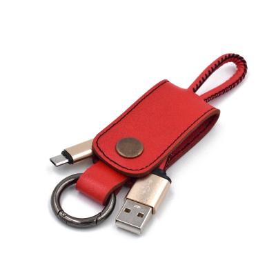 China Cell Phone Drop Shipping Leather Key Chain PU USB Charging Cable For iPhone Typ C Android Phone for sale