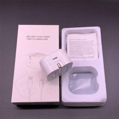 China Original Type C Usb C 20w Wall Travel Palladium Mobile Phone Plug Packet Charger Set With Fast Folding UK Charger For Iphone 12 for sale