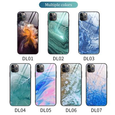 China Fanshion 2020 hot selling color mobile phone accessories marble shockproof tempered glass phone case for Iphone 11 pro max for sale