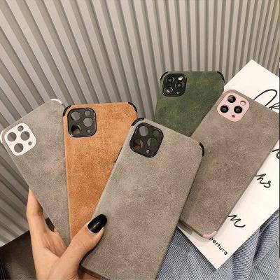 China Free Shipping Shockproof Lambskin Suede TPU Soft Back Phone Cases Cover For Iphone 13 Pro 12 11 Xsmax Ni KE Case for sale